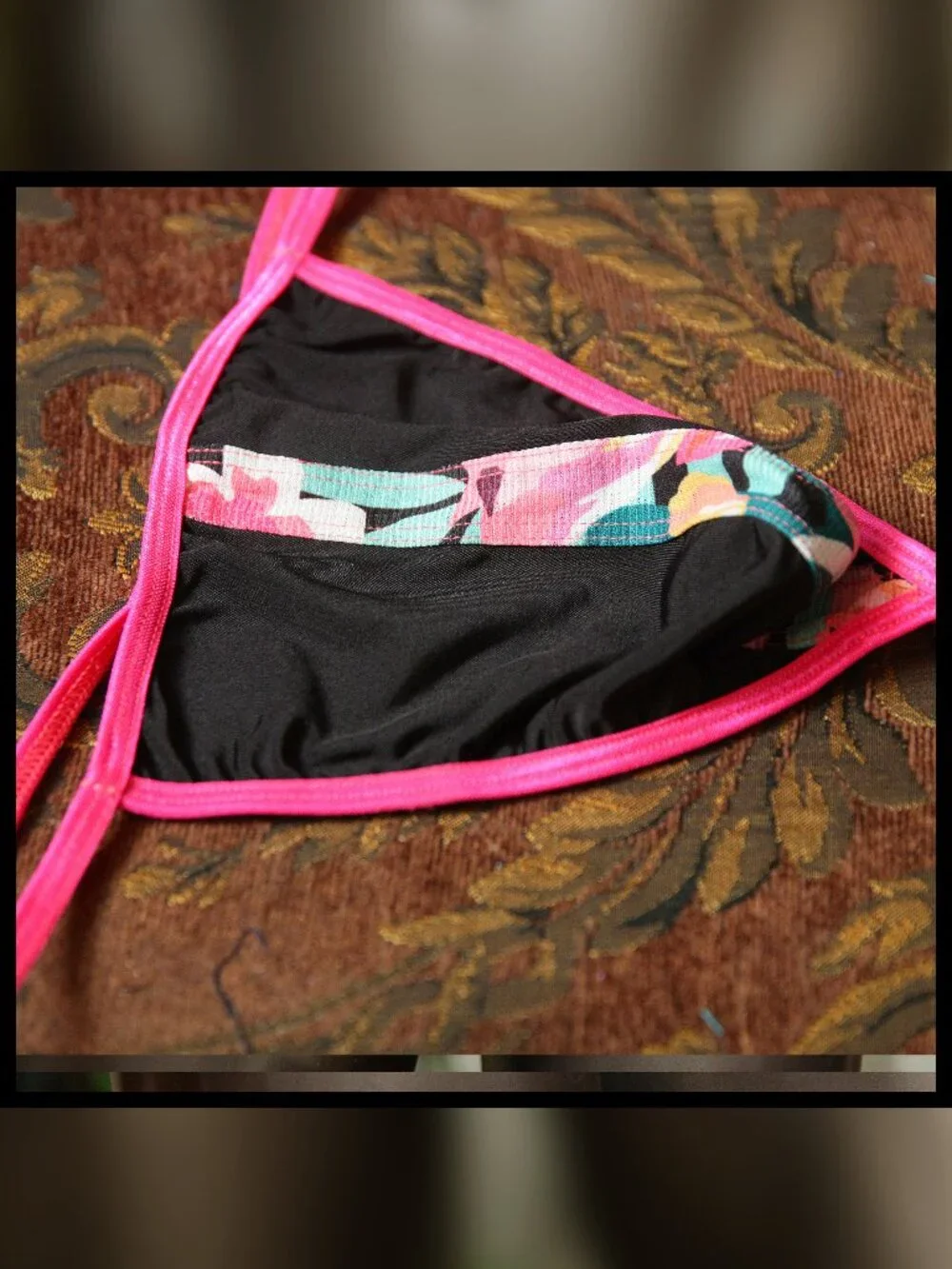Mens Hot Pink, Floral Strip down Pouch Gstring Handmade